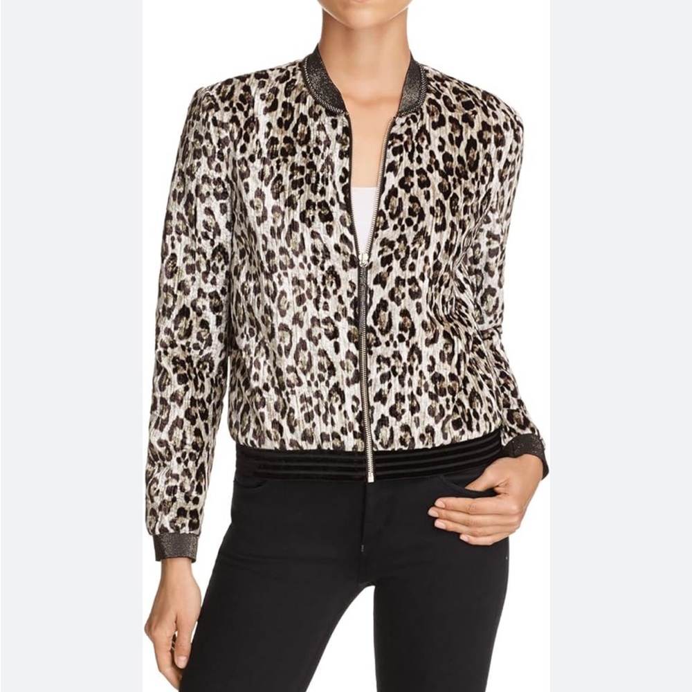 HOT NEW T Tahari women’s Royal Faitma faux Leopard Bomber jacket szS pricefirm!